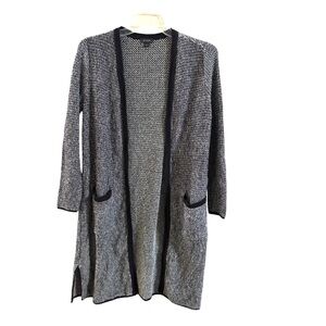 J.Jill Wearever Black White Textured Open Front Cardigan Small